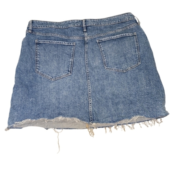 Denim Skirt PLUS 18 Old Navy Y2K Fringe Cotton Jean Mini Frayed Hem - Picture 5 of 5